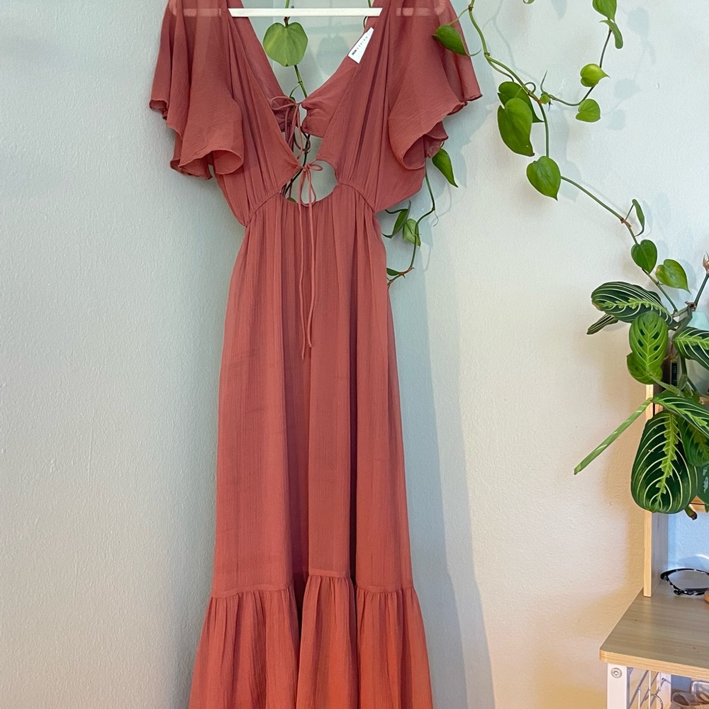 Pink Ruffled Tiered Maxi Sundress